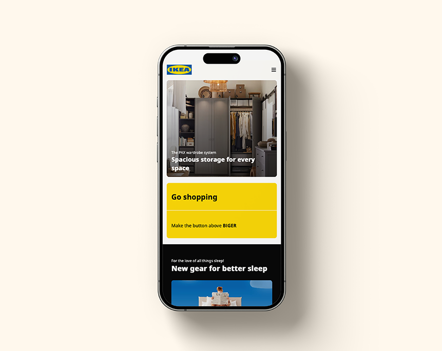 De mobiel website van Ikea